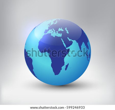 Earth globe icon with map of Africa.Vector world globe.