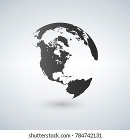 Earth globe icon on light background. Vector illustration.