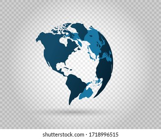 Earth globe icon on transparent background. Vector illustration