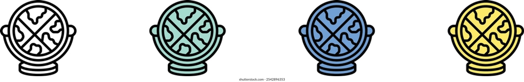 earth globe icon. Outline, Green, Blue and Yellow Style Design Isolated On White Background