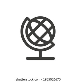 Earth globe icon. School globus, geography concept for educational apps UI design.