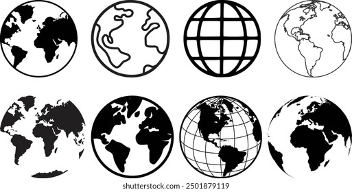 Earth globe icon set collection