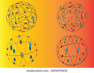 Conjunto de iconos de globo terráqueo, globo terráqueo en stand icono de educación escolar, Ilustración vectorial .