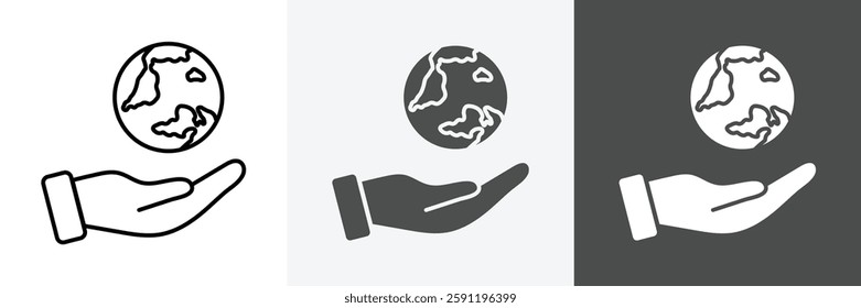Earth globe icon set vector art