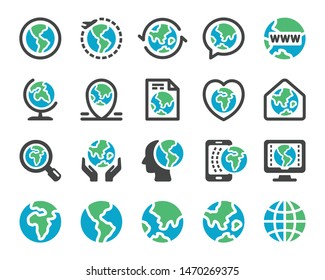earth and globe icon set,vector and illustration