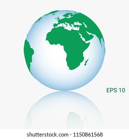 Earth globe icon with shadow on white background. Beautiful planet. world map.
