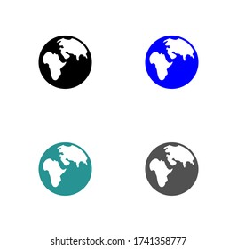 Diseño plano de la ilustración vectorial del icono del globo terrestre.