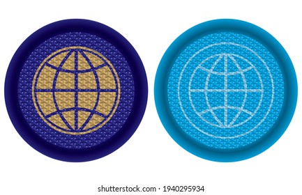 Earth Globe Icon Template For Web Design. Web, Website, Homepage Icons With 3D pattern Vector Illustration. Internet Globe Isolated On White Background
