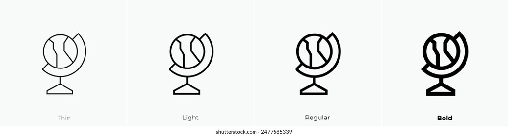 earth globe icon. Thin, Light Regular And Bold style design isolated on white background