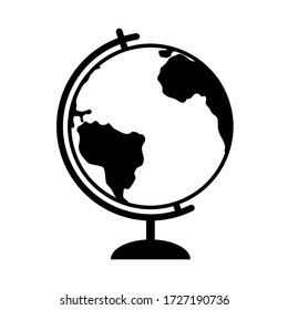 Earth globe icon. Thin line globe with stand icon isolated on background.