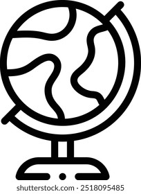 Icono de globo terráqueo. Diseño De Estilo Lineal Delgado Aislado Sobre Fondo Blanco