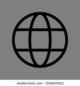 Earth, globe icon. Vector. Black icon on medium gray background. Isolated.