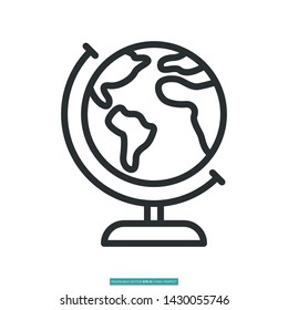 Earth Globe Icon Vector Illustration Logo Template