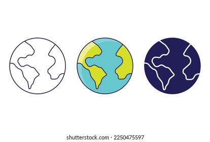 Earth, globe icon vector illustration