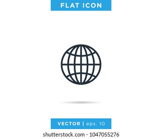 Earth Globe Icon Vector Line Logo Template