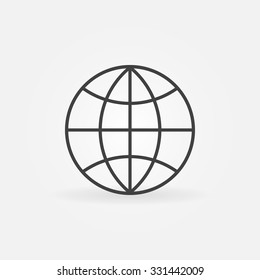 Earth globe icon - vector linear simple symbol or logo