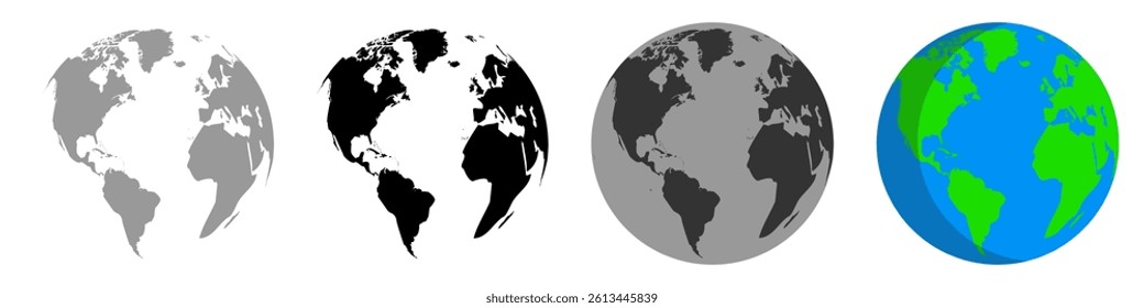 Earth globe icon vector set
