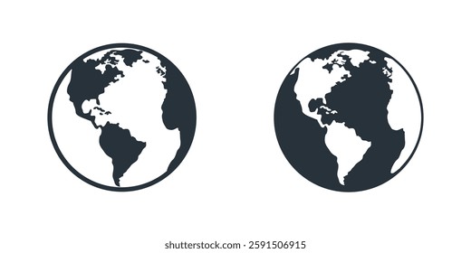 Earth globe icon. World map. Globes vector icons. Globe black icon