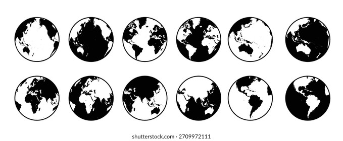 Ilustración vectorial de colección de iconos de globo terráqueo
