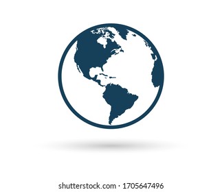 Earth globe icons. earth hemispheres with continents. vector world map set.