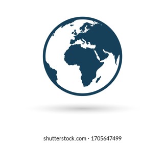 Earth globe icons. earth hemispheres with continents. vector world map set.