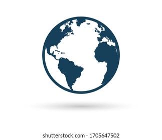 Earth globe icons. earth hemispheres with continents. vector world map set.