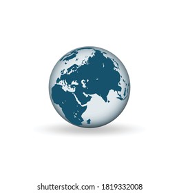 Earth globe icons. earth hemispheres with continents. vector world map set.