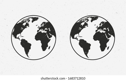 Earth globe icons isolated on white background. Flat Earth icon. Simple world map. Vector illustration