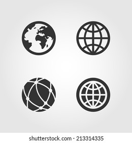 Earth globe icons set, flat design