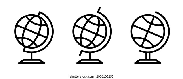 El vector de iconos del globo terrestre está aislado en fondo blanco. Símbolo de globo en diseño plano. Iconos de contorno. Stroke editable. ilustración vectorial