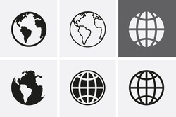 Earth Globe Icons, Worldmap. World Map Vector Illustration