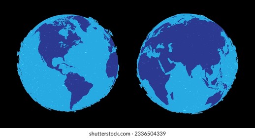 Earth globe icons.Grungy 3d world globe.