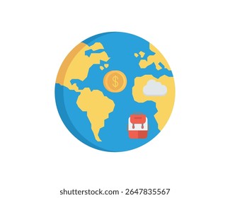 earth globe illustration money kid