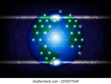 Earth globe illustration.World map point and line composition concept of global network connection.