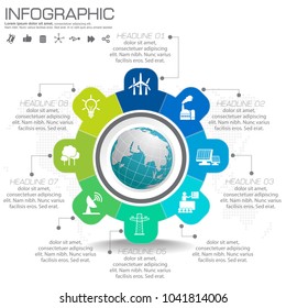 Earth globe with infographic vector illustration can be use as flyer, banner or poster. World Environment Day concept.