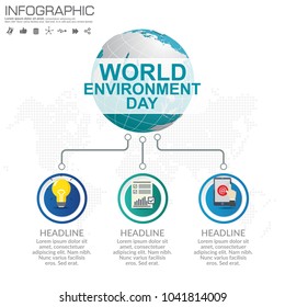 Earth globe with infographic vector illustration can be use as flyer, banner or poster. World Environment Day concept.