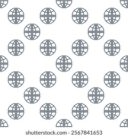 Earth Globe International Relations vector concept linear seamless pattern