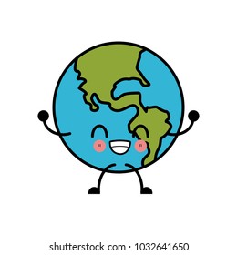 Earth Globe Isolated Cute Kawaii Cartoon Stock Vector (Royalty Free ...