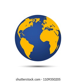 Earth globe isolated on white background. Vector illustration.