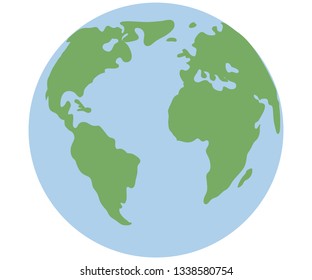 Earth globe isolated on white background. Flat planet icon