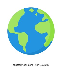 Earth globe Isolated on white background. Vector Illustration.