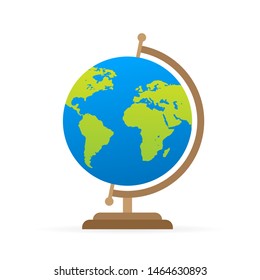 Earth globe isolated on white background. Flat planet Earth icon. Vector illustration.