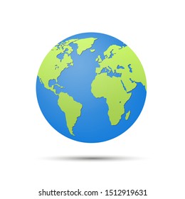 Earth globe isolated on white background. Vector illustration.