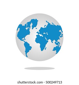 Earth globe isolated on white background. Flat planet icon. Vector illustration.
