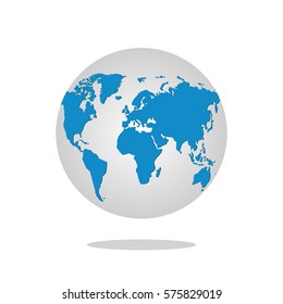Earth globe isolated on white background. Flat planet icon. Vector illustration.