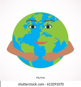 Earth globe. Isolated on white background. Flat planet icon. Vector illustration.