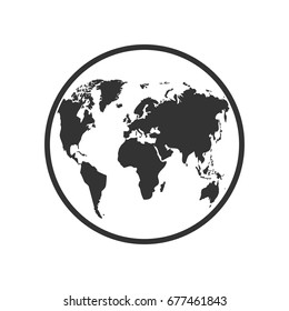 Earth globe isolated on white background. Flat planet icon. Vector illustration.