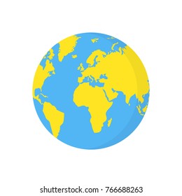 Earth globe isolated on white background. Flat planet icon. Vector illustration.
