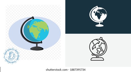 earth globe isolated vector icon. line, solid design element