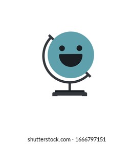 El globo terrestre se ríe de ilustración vectorial aislada en un fondo blanco. Cara de la Tierra. La emoción de la Tierra. Planeta sonriente. Ilustración vectorial de material aislada en fondo blanco.